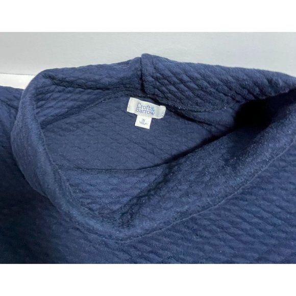 Croft & Barrow Womens Quilted Pullover Sweater 2X Blue Long Sleeve Front Pocket - Picture 3 of 9